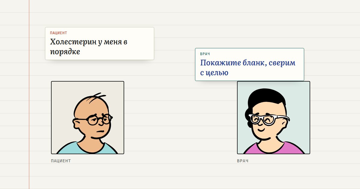 Холестерин у меня в порядке — Покажите бланк, сверим с целью